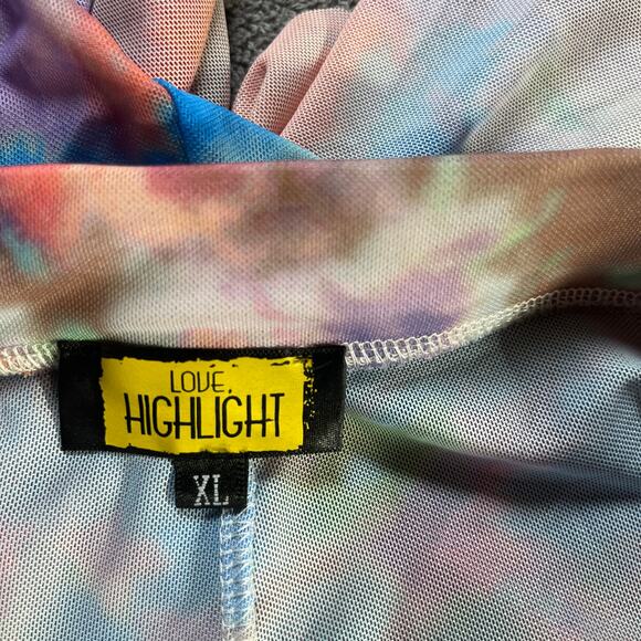 Love Highlight Pants Cover Up Womens XL Multicolor Mesh Sheer Ruffle Psychedelic - Picture 6 of 11